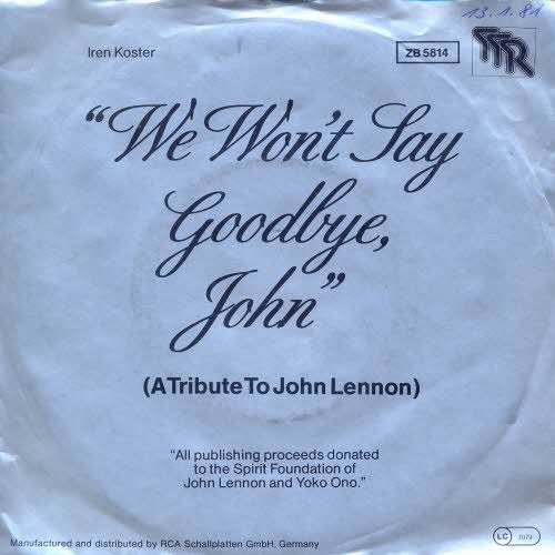 Koster Iren - We won't say goodbye John