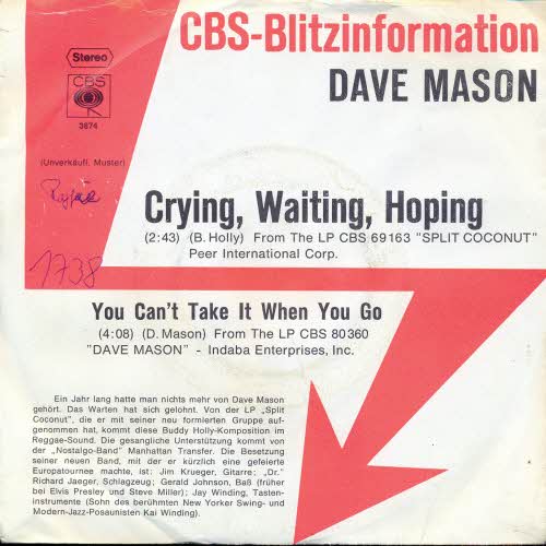Mason Dave - Crying, waiting, hoping (PROMO)