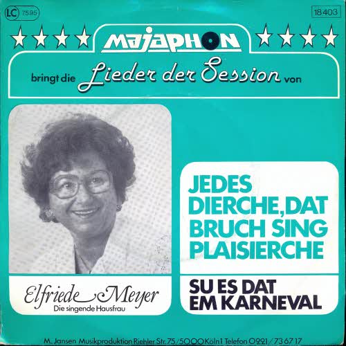 Meyer Elfriede - Jedes Dierche, dat bruch sing Plaisierche