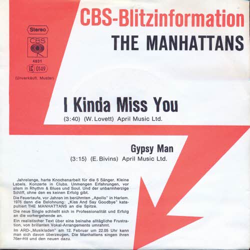 Manhattans - I kinda miss you (PROMO)
