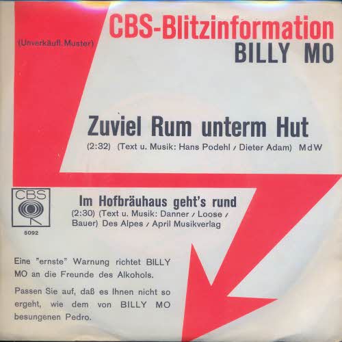 Mo Billy - Zuviel Rum unterm Hut (PROMO)
