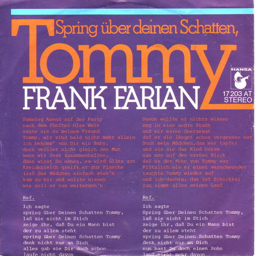 Farian Frank - Spring ber deinen Schatten, Tommy