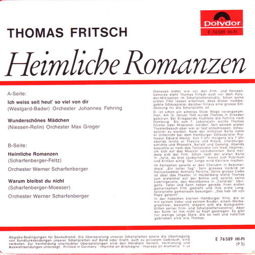 Fritsch Thomas - Heimliche Romanzen (EP)
