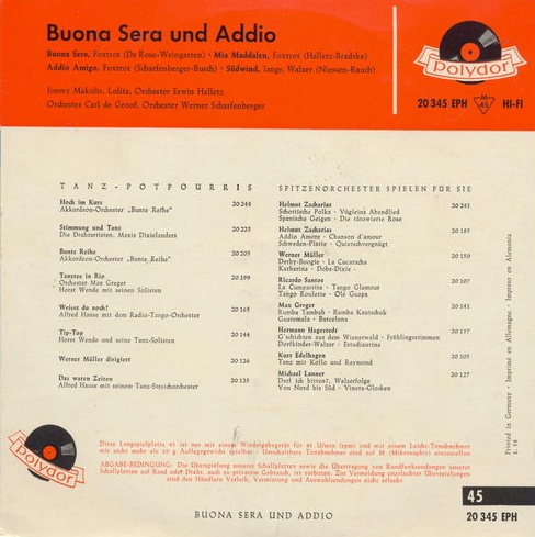 Makulis Jimmy / Lolita - Buona sera und Addio (EP)