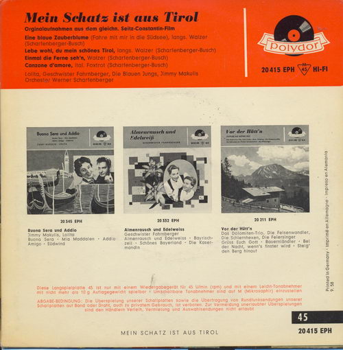 Lolita - Mein Schatz ist aus Tirol (EP - nur Cover)