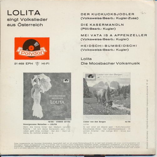 Lolita - singt Volkslieder aus sterreich (EP)